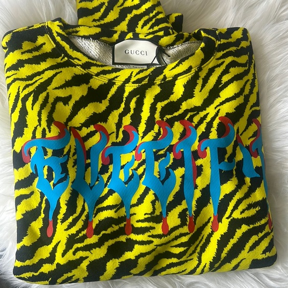 🆕💯% Auth Men’s Gucci Sweatshirt Sz M Tiger Print 🐯 - Picture 1 of 7